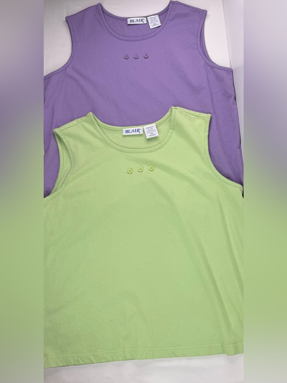 Blair Tank Tops in Lavender and Lime - 2 Pack 100% Cotton Size Medium